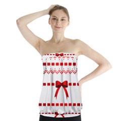 Ribbon Red Line Strapless Top by Mariart