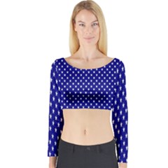 Rainbow Polka Dot Borders Colorful Resolution Wallpaper Blue Star Long Sleeve Crop Top by Mariart