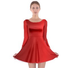 Red Gradient Fractal Backgroun Long Sleeve Skater Dress
