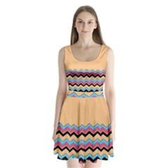 Chevrons Patterns Colorful Stripes Background Art Digital Split Back Mini Dress  by Simbadda