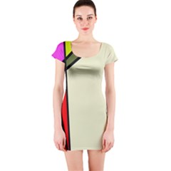 Digitally Created Abstract Page Border With Copyspace Short Sleeve Bodycon Dress by Simbadda