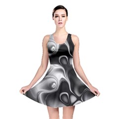 Fractal Black Liquid Art In 3d Glass Frame Reversible Skater Dress by Simbadda