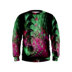 Pink And Green Shapes Make A Pretty Fractal Image Kids  Sweatshirt