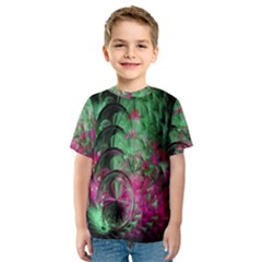 Pink And Green Shapes Make A Pretty Fractal Image Kids  Sport Mesh Tee