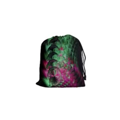 Pink And Green Shapes Make A Pretty Fractal Image Drawstring Pouches (XS) 