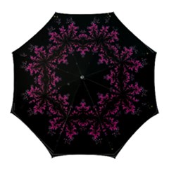 Violet Fractal On Black Background In 3d Glass Frame Golf Umbrellas by Simbadda