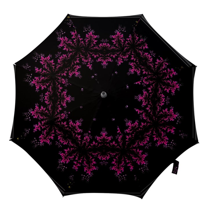 Violet Fractal On Black Background In 3d Glass Frame Hook Handle Umbrellas (Small)