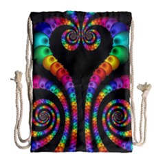 Fractal Drawing Of Phoenix Spirals Drawstring Bag (large) by Simbadda