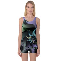 Fractal Image With Sharp Wheels One Piece Boyleg Swimsuit by Simbadda