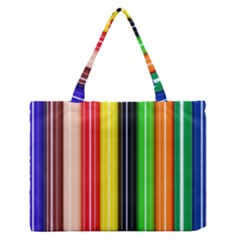 Stripes Colorful Striped Background Wallpaper Pattern Medium Zipper Tote Bag by Simbadda