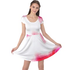 Abstract Pink Page Border Cap Sleeve Dresses