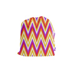 Colorful Chevrons Zigzag Pattern Seamless Drawstring Pouches (medium)  by Simbadda