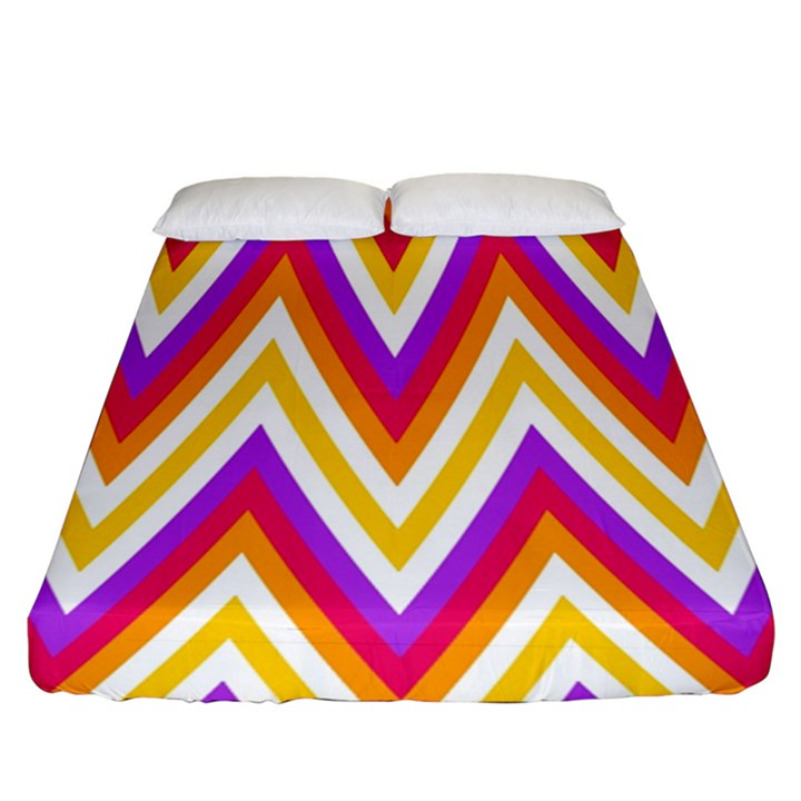 Colorful Chevrons Zigzag Pattern Seamless Fitted Sheet (King Size)