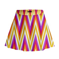 Colorful Chevrons Zigzag Pattern Seamless Mini Flare Skirt