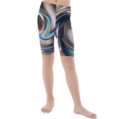 Twirl Liquid Crystal Kids  Mid Length Swim Shorts by Simbadda