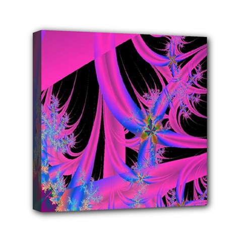Fractal In Bright Pink And Blue Mini Canvas 6  X 6 