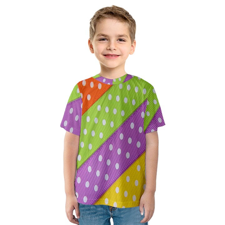 Colorful Easter Ribbon Background Kids  Sport Mesh Tee