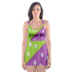 Colorful Easter Ribbon Background Skater Dress Swimsuit