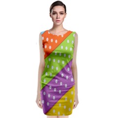 Colorful Easter Ribbon Background Sleeveless Velvet Midi Dress by Simbadda