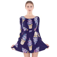 Ice Cream Dream Long Sleeve Velvet Skater Dress by BubbSnugg