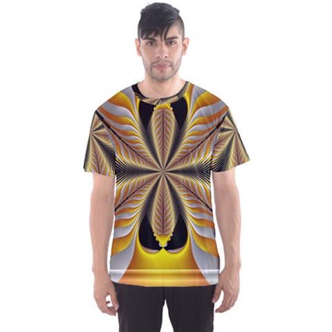 Fractal Yellow Butterfly In 3d Glass Frame Men s Sport Mesh Tee by Simbadda