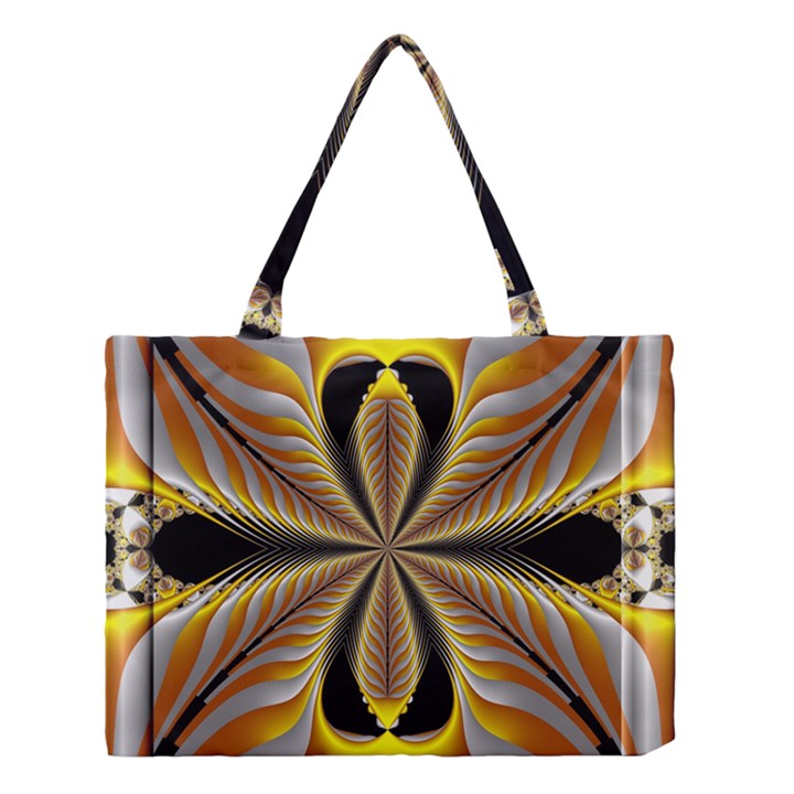 Fractal Yellow Butterfly In 3d Glass Frame Medium Tote Bag