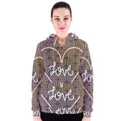 I Love You Love Background Women s Zipper Hoodie by Simbadda