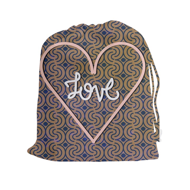 I Love You Love Background Drawstring Pouches (XXL)