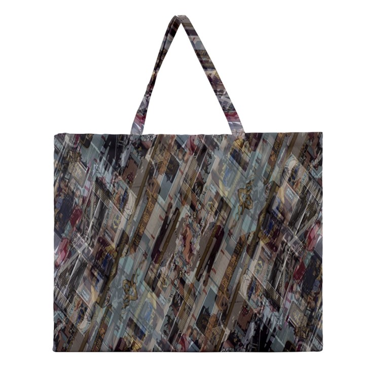 Abstract Chinese Background Created From Building Kaleidoscope Zipper Large Tote Bag