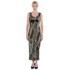 Abstract Chinese Background Created From Building Kaleidoscope Fitted Maxi Dress by Simbadda