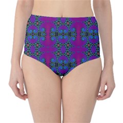 Purple Seamless Pattern Digital Computer Graphic Fractal Wallpaper High-waist Bikini Bottoms by Simbadda