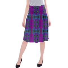 Purple Seamless Pattern Digital Computer Graphic Fractal Wallpaper Midi Beach Skirt by Simbadda