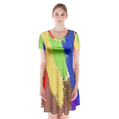Hintergrund Tapete  Texture Short Sleeve V-neck Flare Dress by Simbadda
