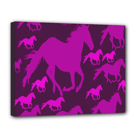 Pink Horses Horse Animals Pattern Colorful Colors Canvas 14  X 11  by Simbadda