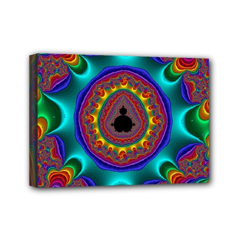 3d Glass Frame With Kaleidoscopic Color Fractal Imag Mini Canvas 7  X 5  by Simbadda