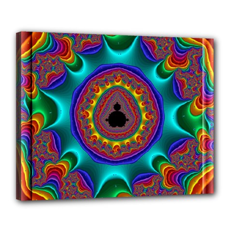 3d Glass Frame With Kaleidoscopic Color Fractal Imag Canvas 20  X 16  by Simbadda