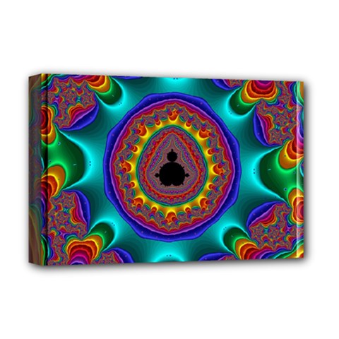 3d Glass Frame With Kaleidoscopic Color Fractal Imag Deluxe Canvas 18  X 12   by Simbadda