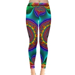 3d Glass Frame With Kaleidoscopic Color Fractal Imag Leggings  by Simbadda