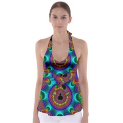 3d Glass Frame With Kaleidoscopic Color Fractal Imag Babydoll Tankini Top by Simbadda