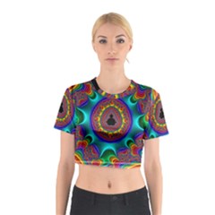 3d Glass Frame With Kaleidoscopic Color Fractal Imag Cotton Crop Top by Simbadda