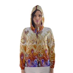 Space Abstraction Background Digital Computer Graphic Hooded Wind Breaker (women) by Simbadda