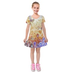 Space Abstraction Background Digital Computer Graphic Kids  Short Sleeve Velvet Dress by Simbadda