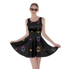 Abstract A Colorful Modern Illustration Black Background Skater Dress by Simbadda