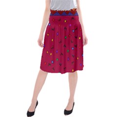 Red Abstract A Colorful Modern Illustration Midi Beach Skirt by Simbadda