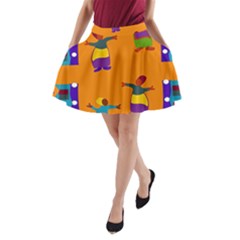 A Colorful Modern Illustration For Lovers A-line Pocket Skirt by Simbadda