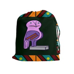 Owl A Colorful Modern Illustration For Lovers Drawstring Pouches (extra Large) by Simbadda