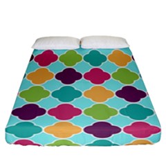 Colorful Quatrefoil Pattern Wallpaper Background Design Fitted Sheet (california King Size) by Simbadda