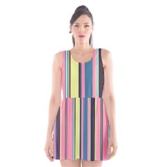 Seamless Colorful Stripes Pattern Background Wallpaper Scoop Neck Skater Dress by Simbadda