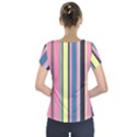 Seamless Colorful Stripes Pattern Background Wallpaper Short Sleeve Front Detail Top View2