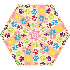 Colorful Animal Paw Prints Background Mini Folding Umbrellas by Simbadda